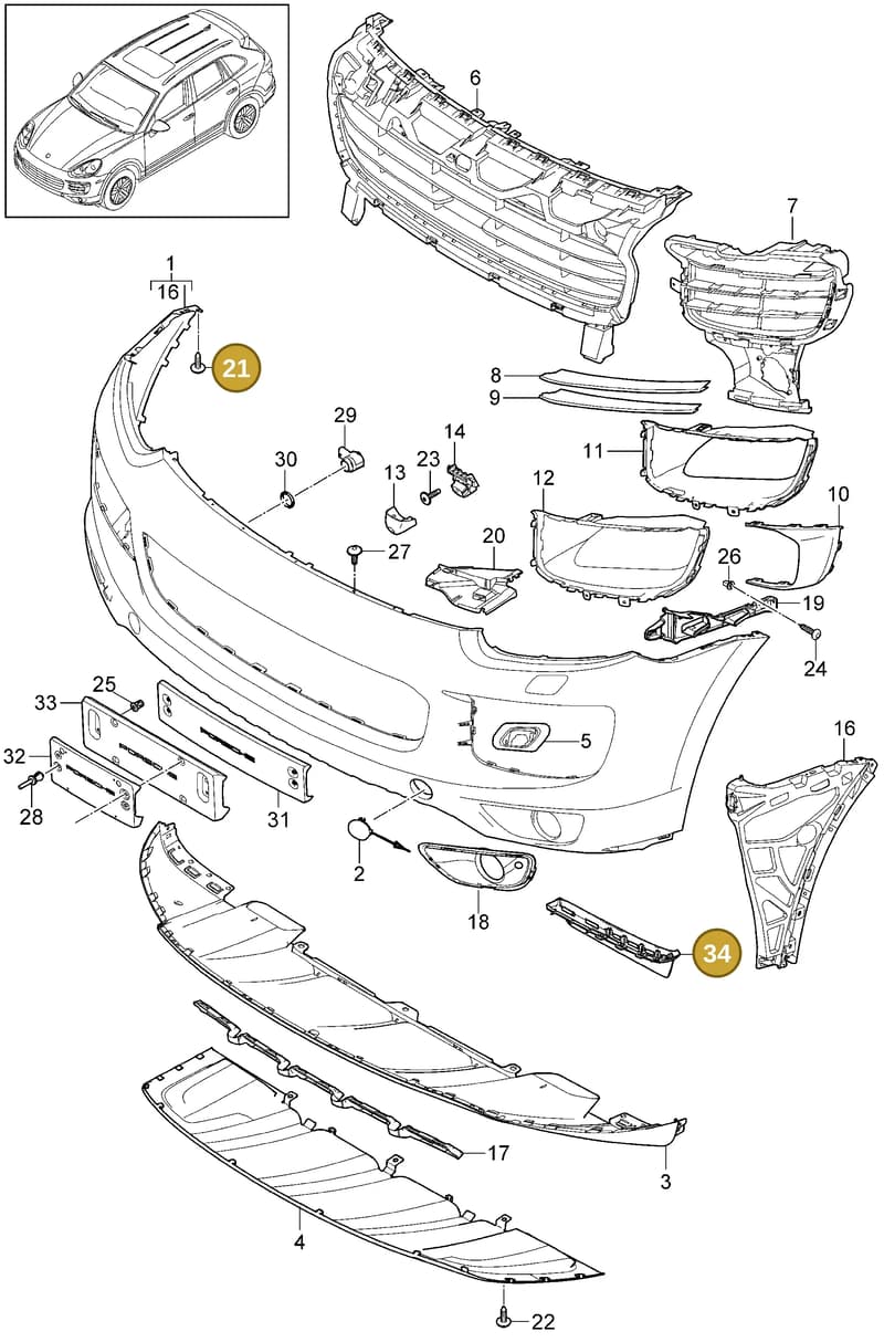 958505887019B9 — Porsche Cayenne (2010-2018) diagram p37802010, position 21+34