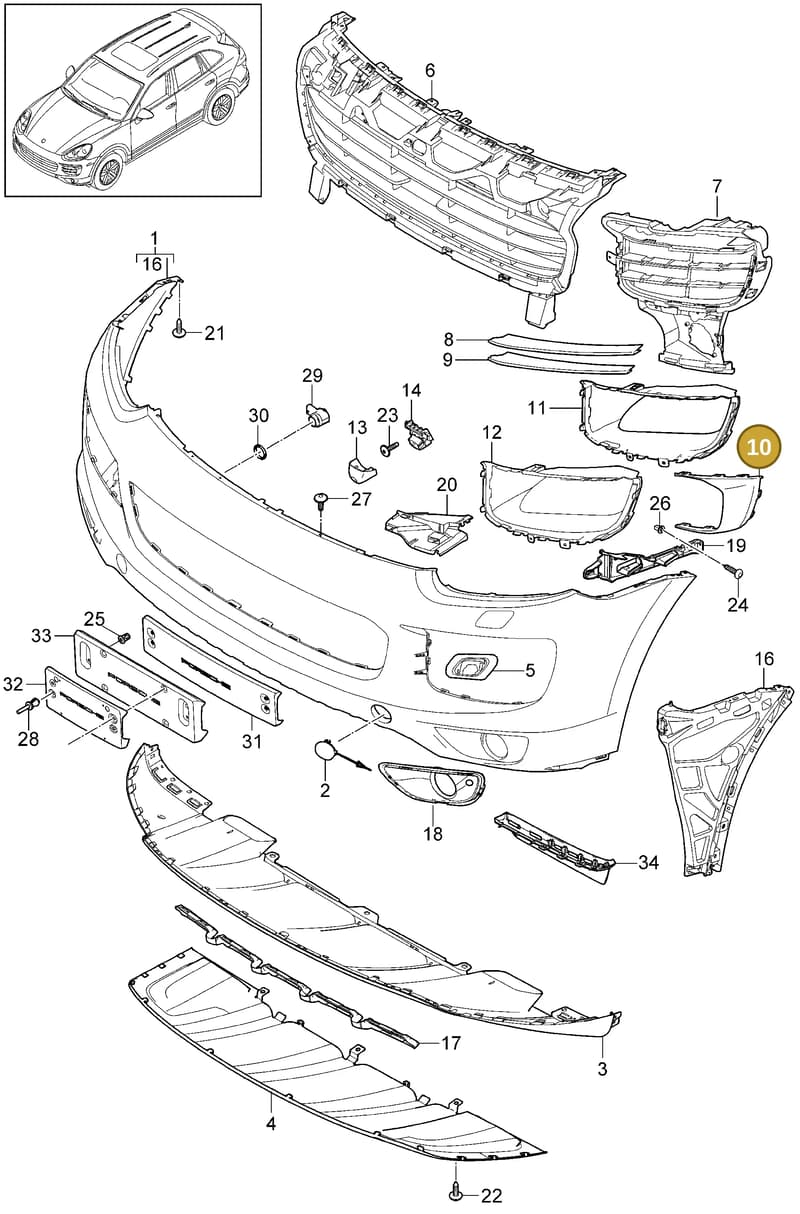 95850594650 — Porsche Cayenne (2010-2018) diagram p37802010, position 10