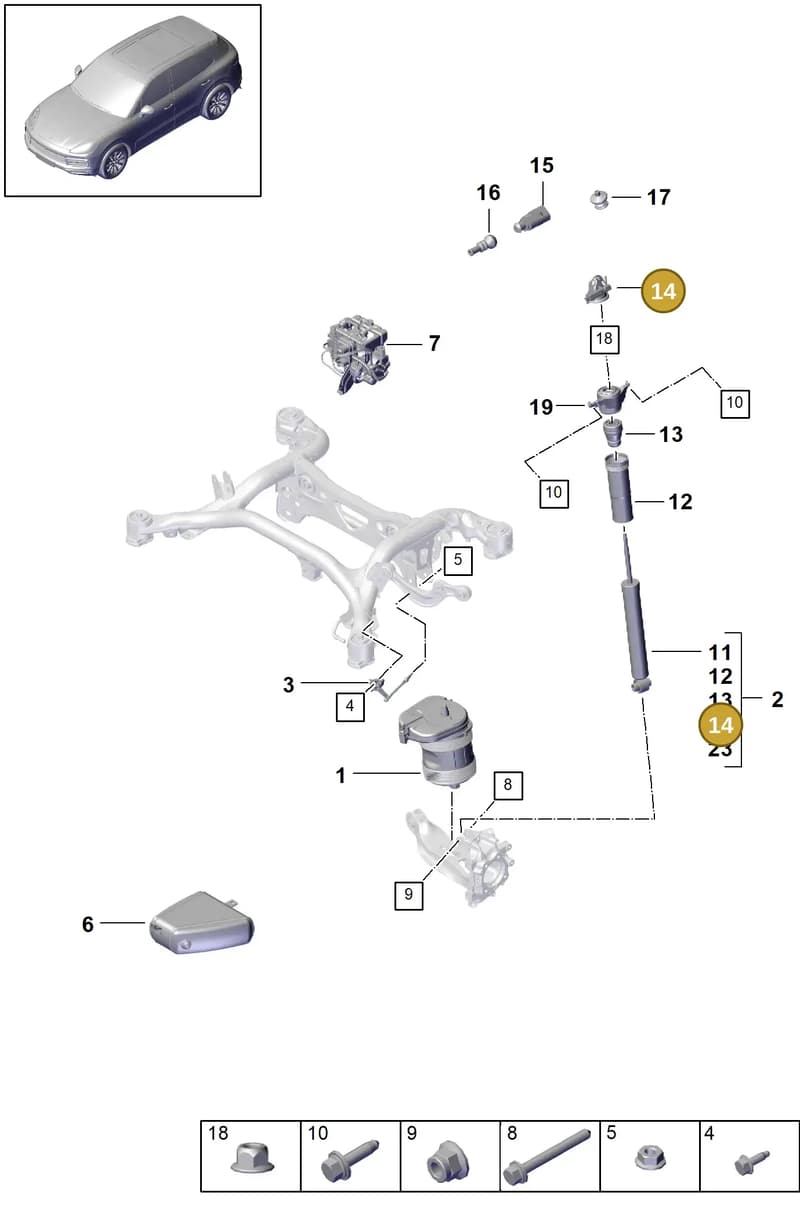 958512135M — Porsche Cayenne (2017-2023) diagram p51502010, position 14