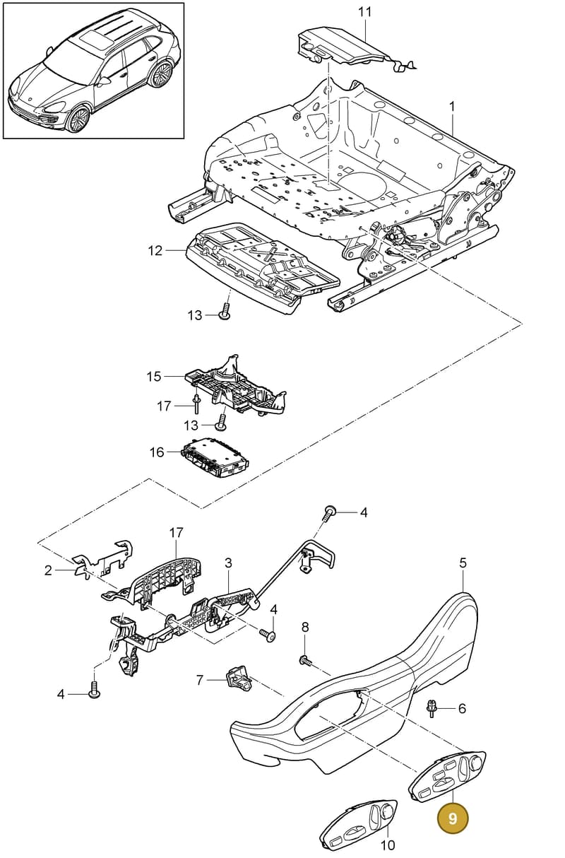 95852139700 — Porsche Cayenne (2010-2018) diagram p37817010, position 9