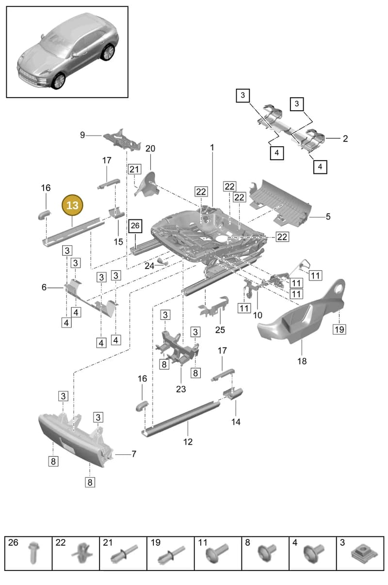 958521464004H0 — Porsche Macan R4 TFSI (2018-) diagram p52817110, position 13