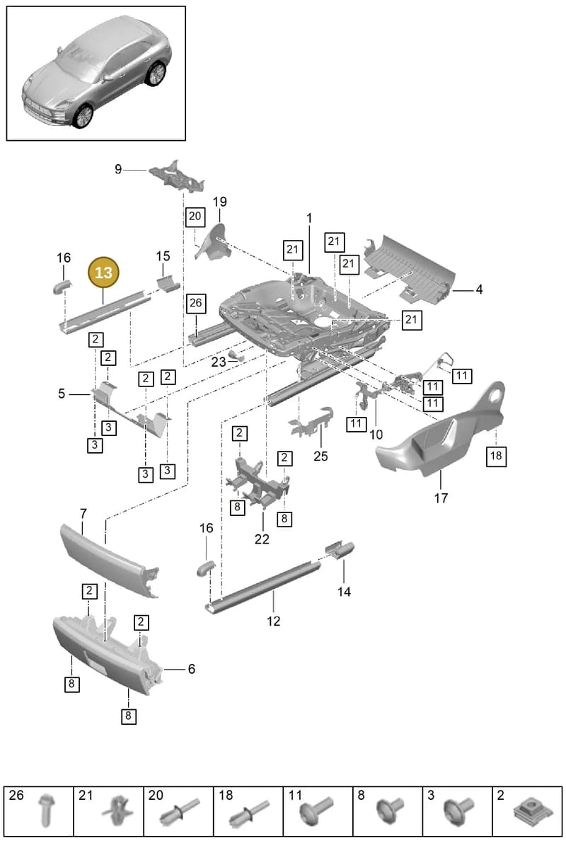 958521464006L0 — Porsche Macan R4 TFSI (2018-) diagram p52817130, position 13