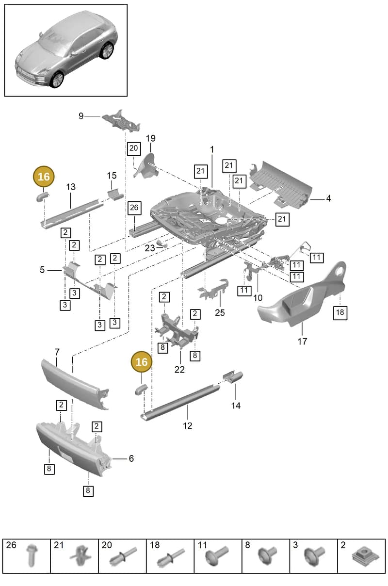95852146500DF2 — Porsche Macan R4 TFSI (2018-) diagram p52817130, position 16