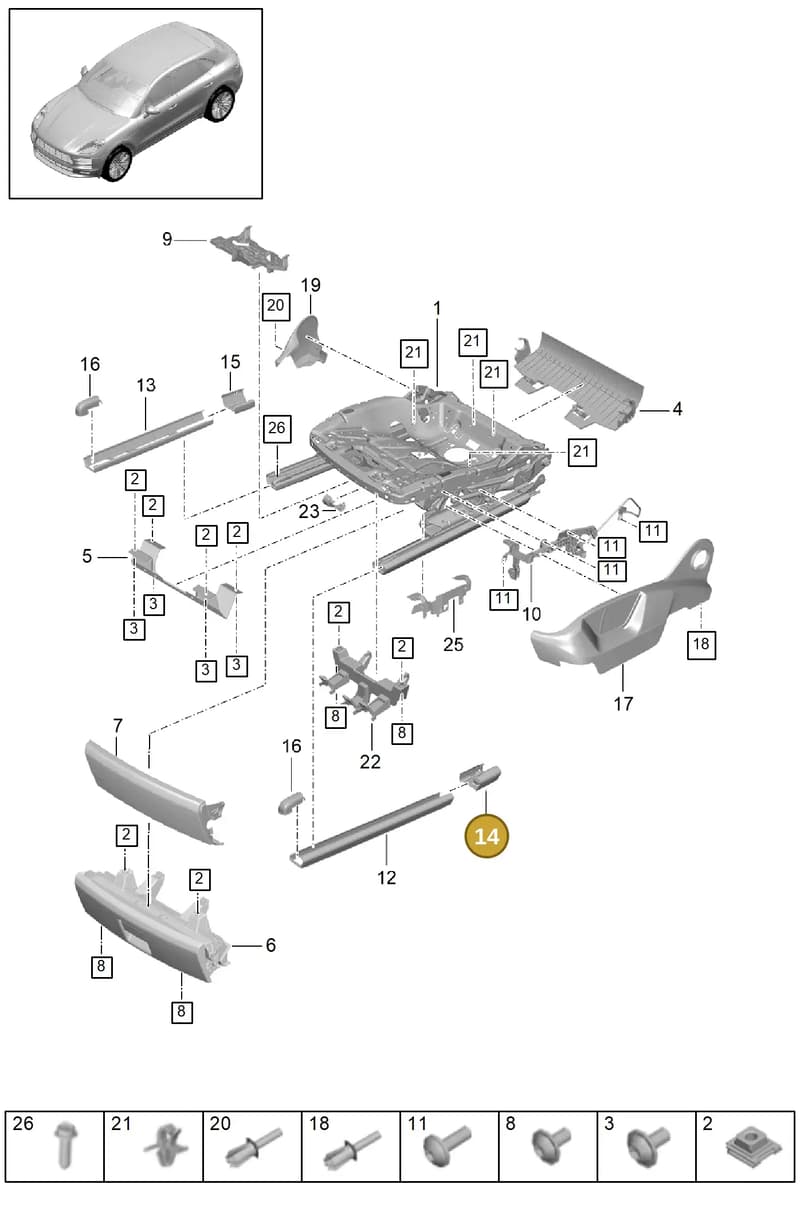 958521563001E0 — Porsche Macan R4 TFSI (2018-) diagram p52817130, position 14