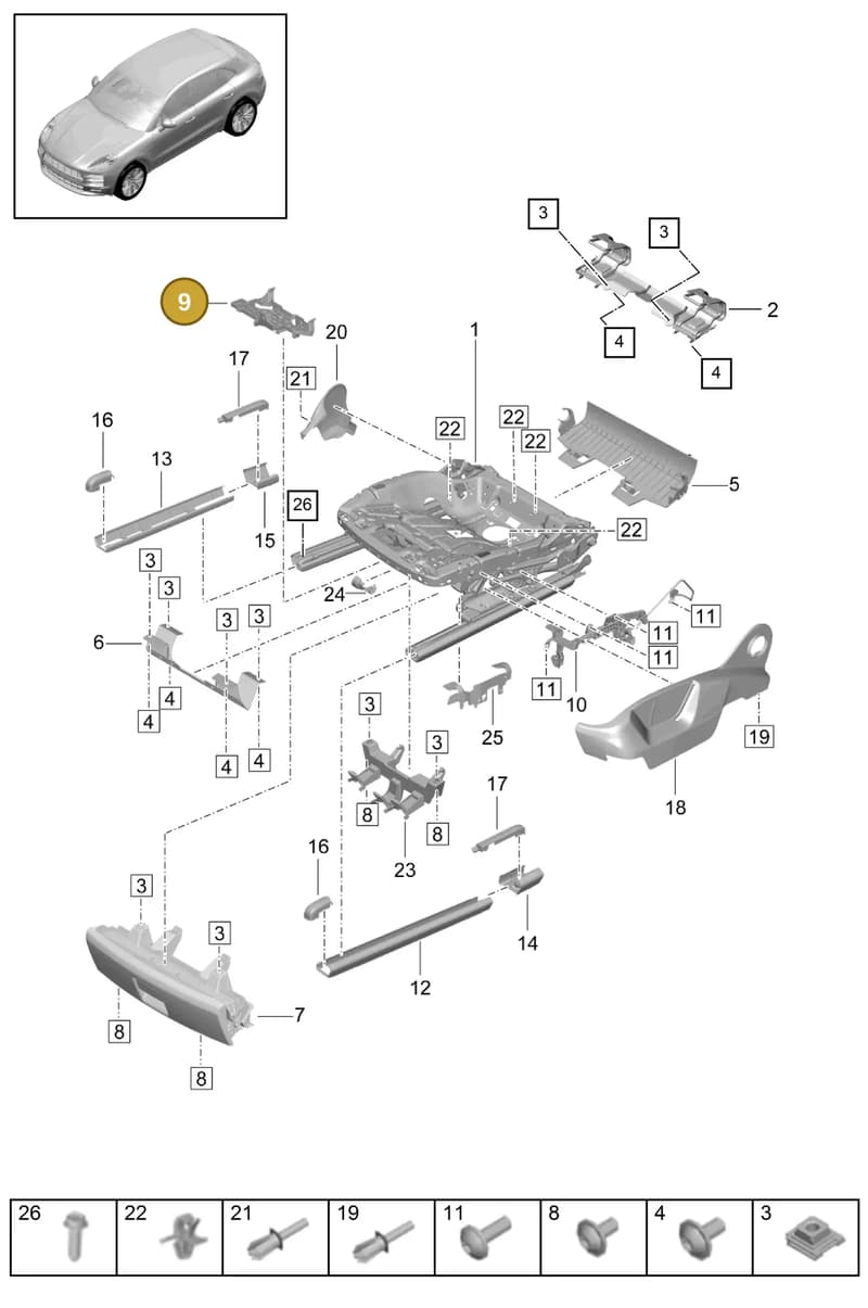 95852172900 — Porsche Macan (2018-2022) diagram p52817110, position 9