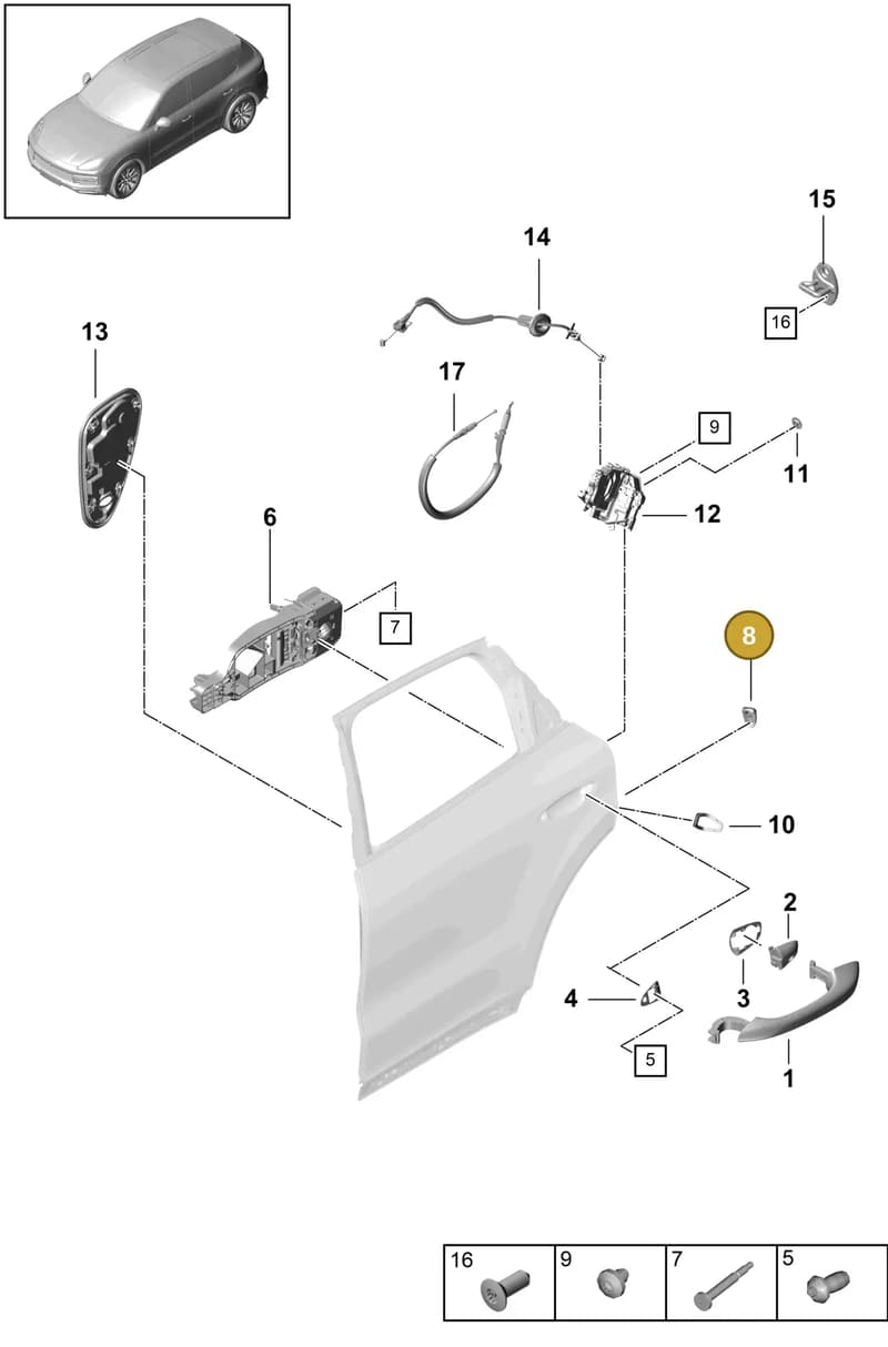 958531211009B9 — Porsche Cayenne (2017-2023) diagram p51804045, position 8