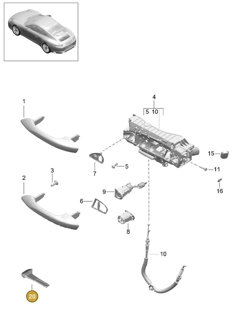 95853891600 — Porsche 911 (2016-2019) diagram p47804020, position 20