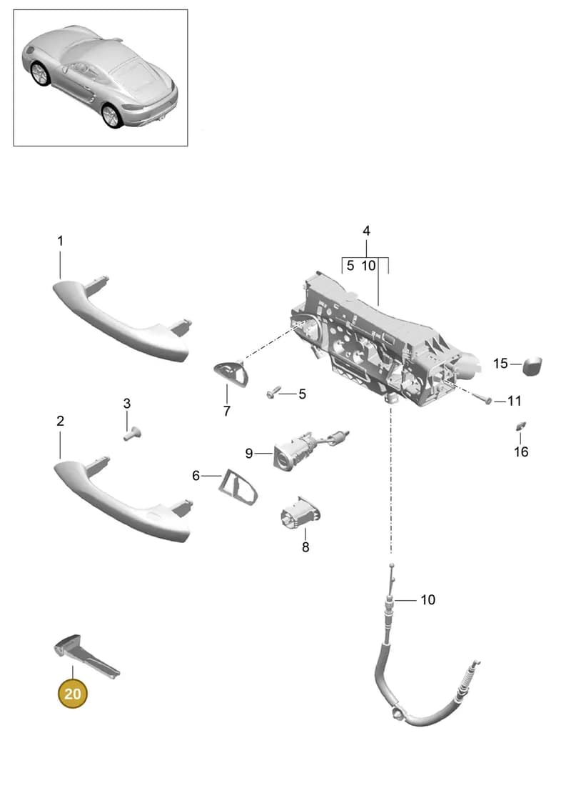 95853891600 — Porsche Cayman (2016-2019) diagram p50804020, position 20