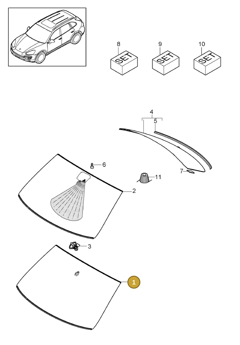 95854231107 — Porsche Cayenne (2010-2018) diagram p37805000, position 1