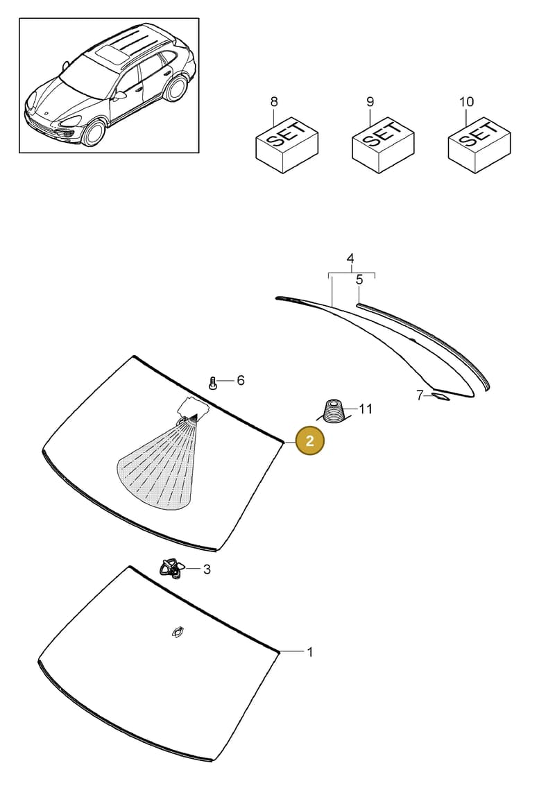 95854251101 — Porsche Cayenne (2010-2018) diagram p37805000, position 2