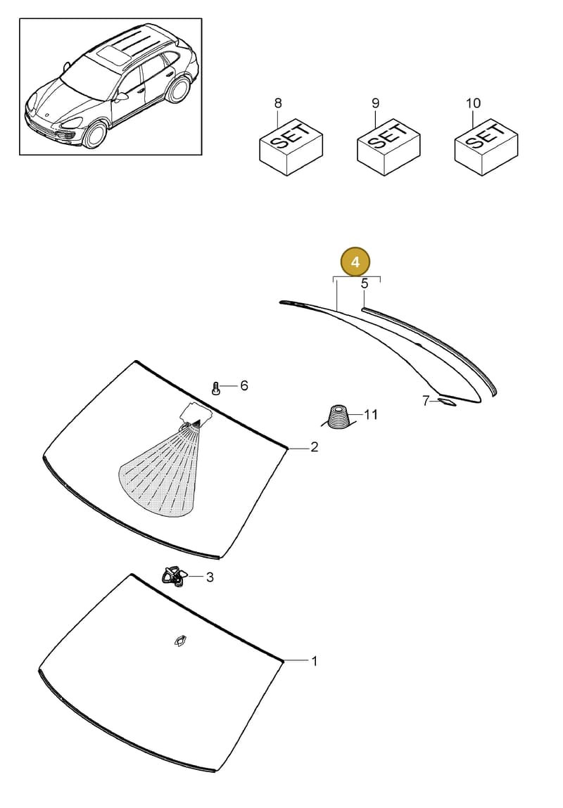 95854411147 — Porsche Cayenne (2010-2018) diagram p37805000, position 4