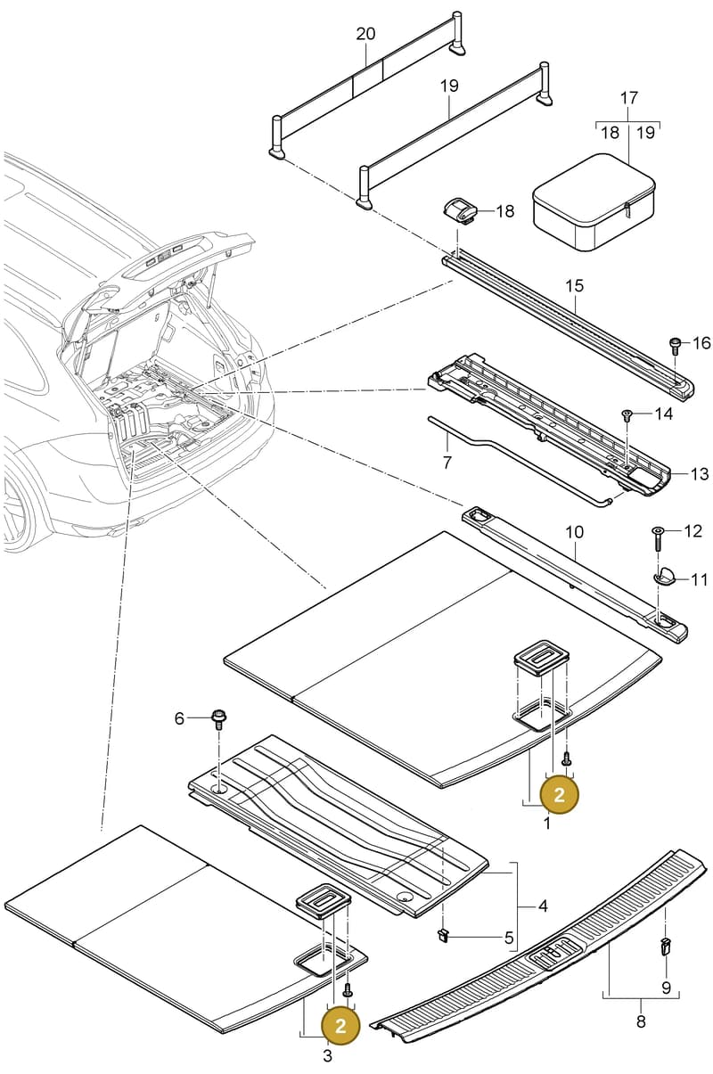 9585516910045W — Porsche Cayenne (2010-2018) diagram p37807050, position 2