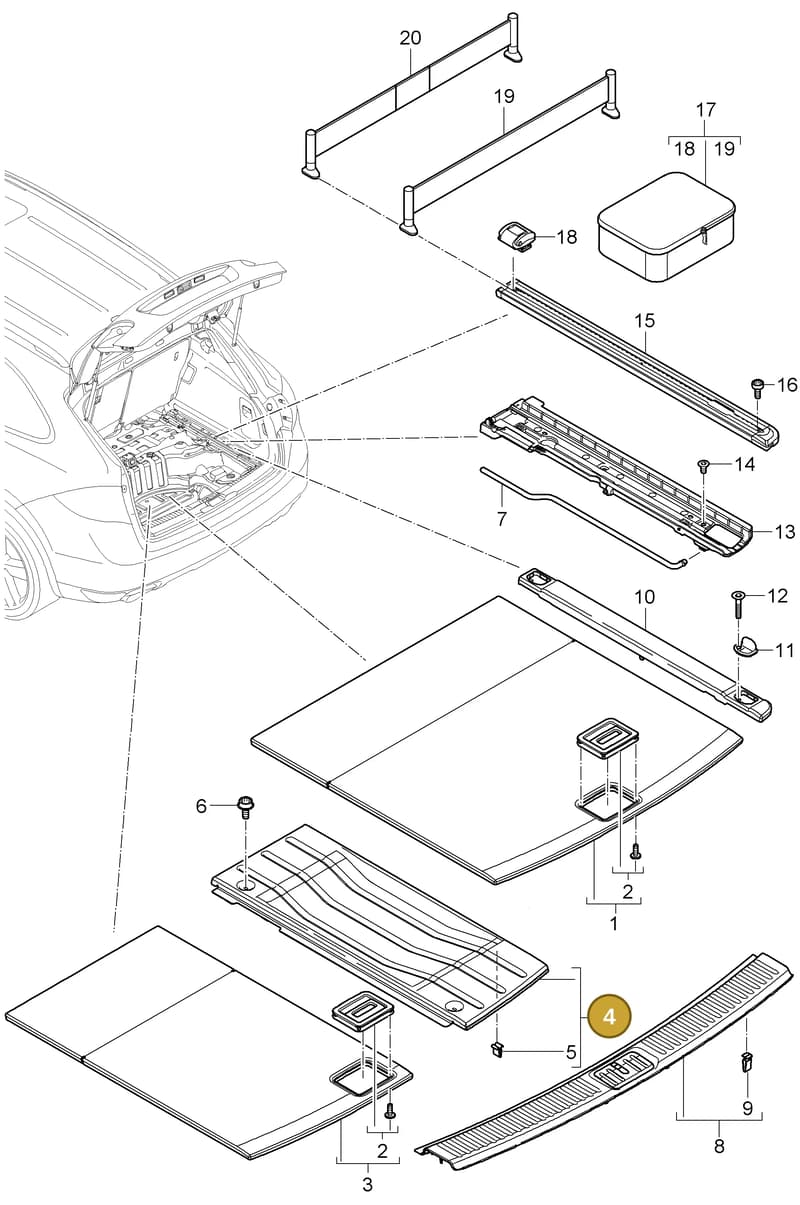 958551969101E0 — Porsche Cayenne (2010-2018) diagram p37807050, position 4