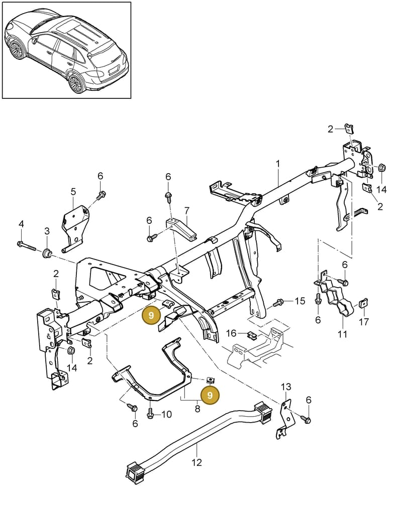 95855236500DE1 — Porsche Cayenne (2010-2018) diagram p37809000, position 9
