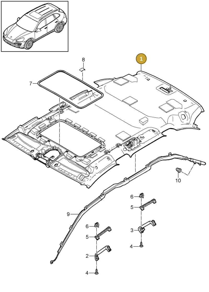 958555515029U1 — Porsche Cayenne (2010-2018) diagram p37807030, position 1