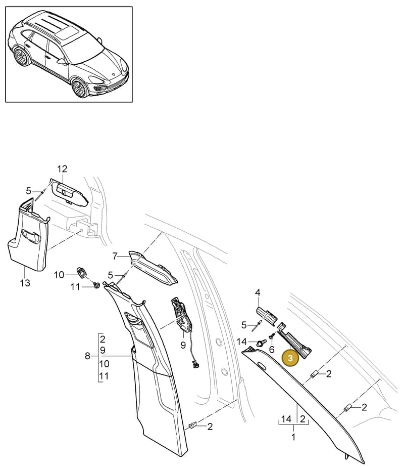 95855571424DF2 — Porsche Cayenne (2010-2018) diagram p37807020, position 3