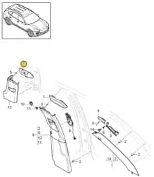 95855576500OM8 Porsche C-Pillar Trim (Saddle Brown OM8)