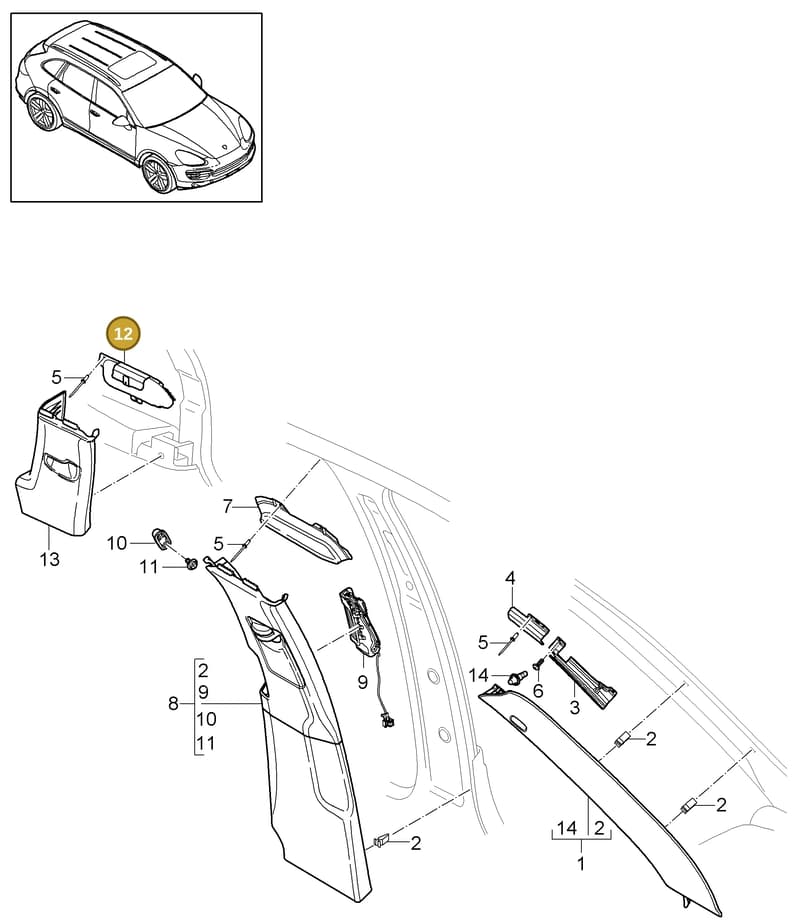 95855576601DJ3 — Porsche Cayenne (2010-2018) diagram p37807020, position 12