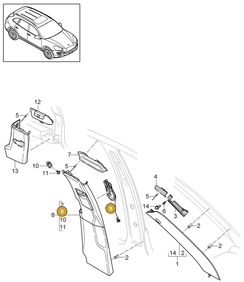 95855579300OB8 — Porsche Cayenne (2010-2018) diagram p37807020, position 9