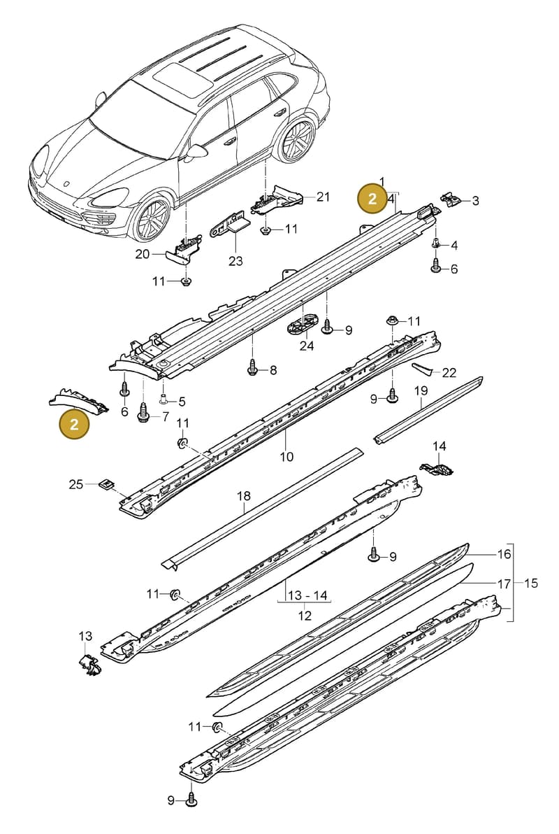 95855934900 — Porsche Cayenne (2010-2018) diagram p37810010, position 2