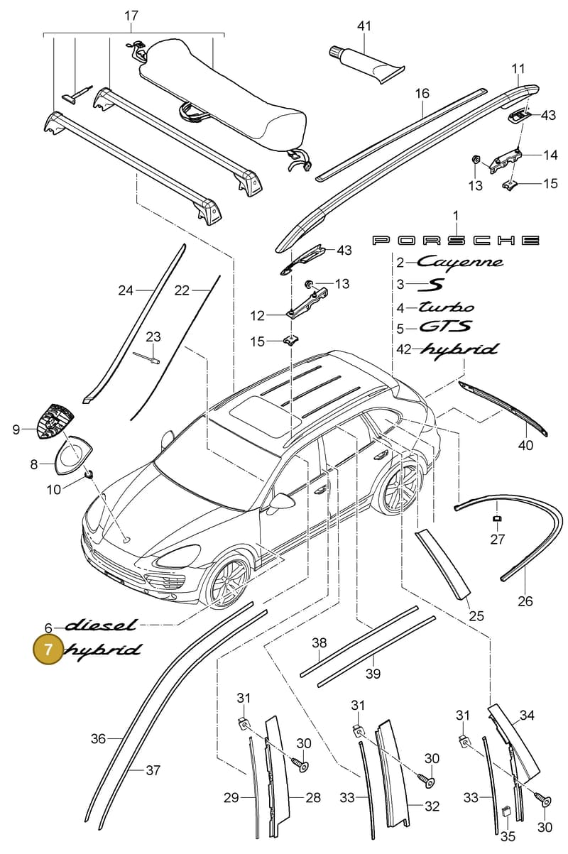 95855949901 — Porsche Cayenne (2010-2018) diagram p37810000, position 7