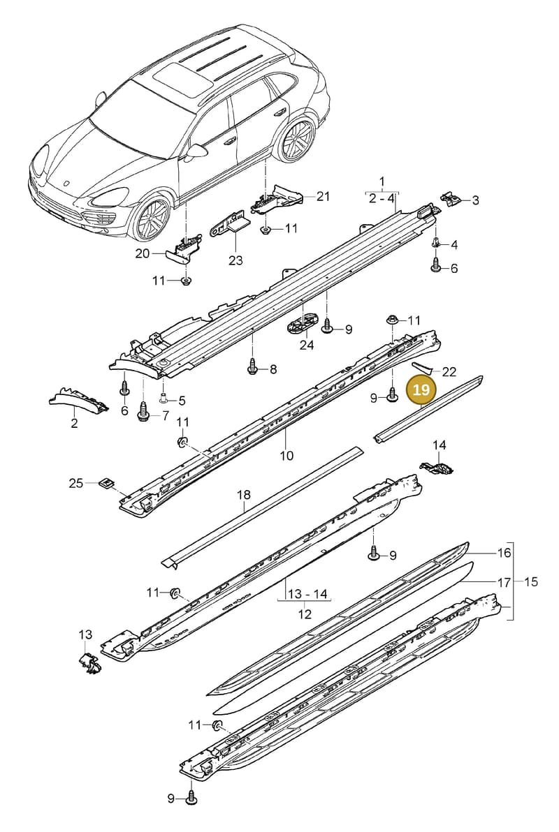 958559540009B9 — Porsche Cayenne (2010-2018) diagram p37810010, position 19