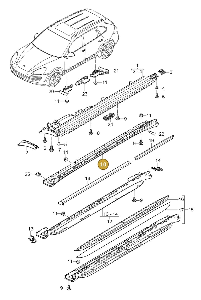 958559553009B9 — Porsche Cayenne (2010-2018) diagram p37810010, position 10