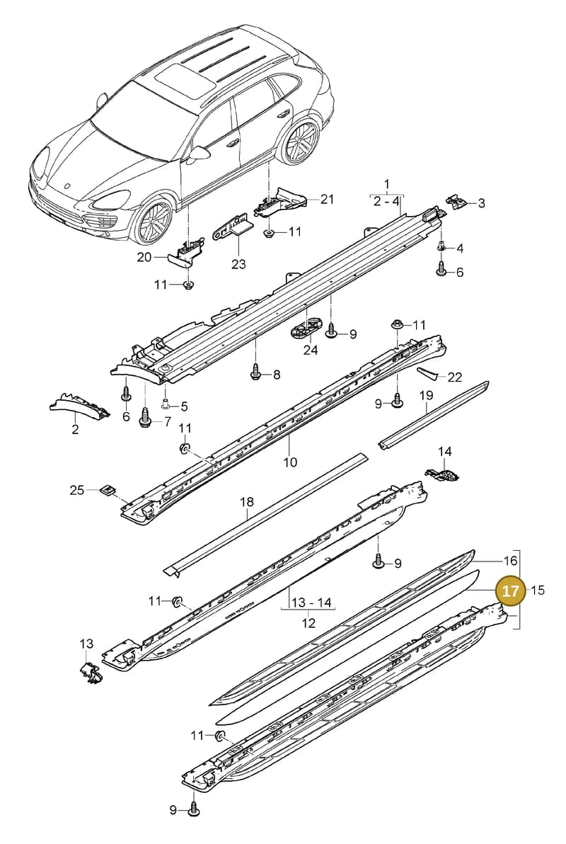 95855963100 — Porsche Cayenne (2010-2018) diagram p37810010, position 17