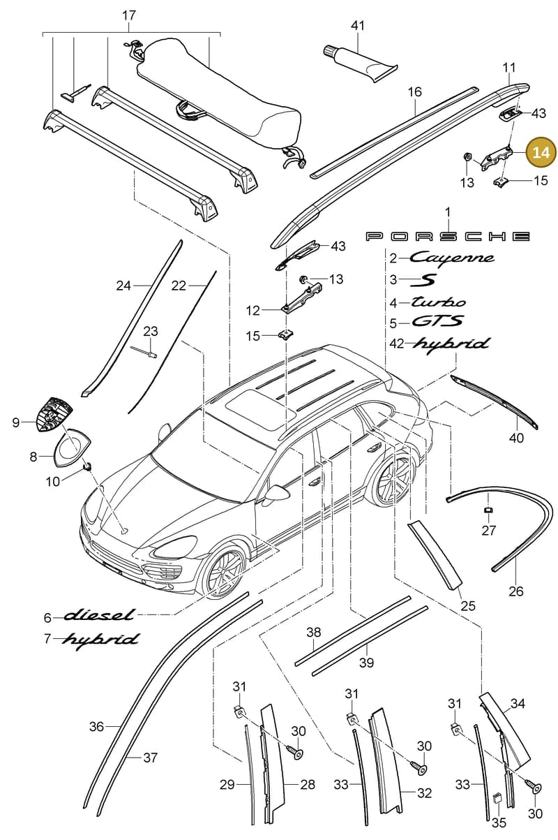 958559728209B9 — Porsche Cayenne (2010-2018) diagram p37810000, position 14