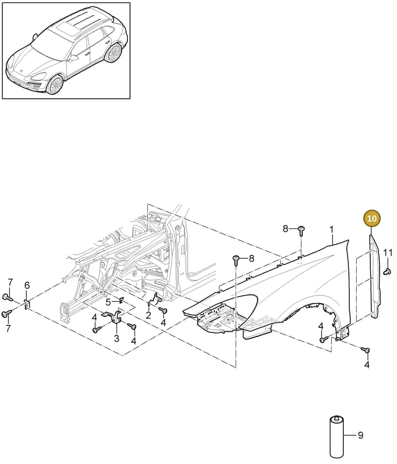 958559778019B9 — Porsche Cayenne (2010-2018) diagram p37801040, position 10