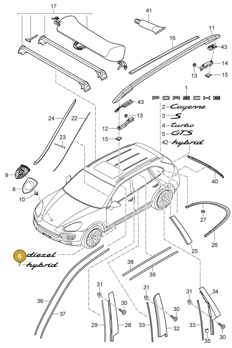 95855978821G2X — Porsche Cayenne (2010-2018) diagram p37810000, position 6
