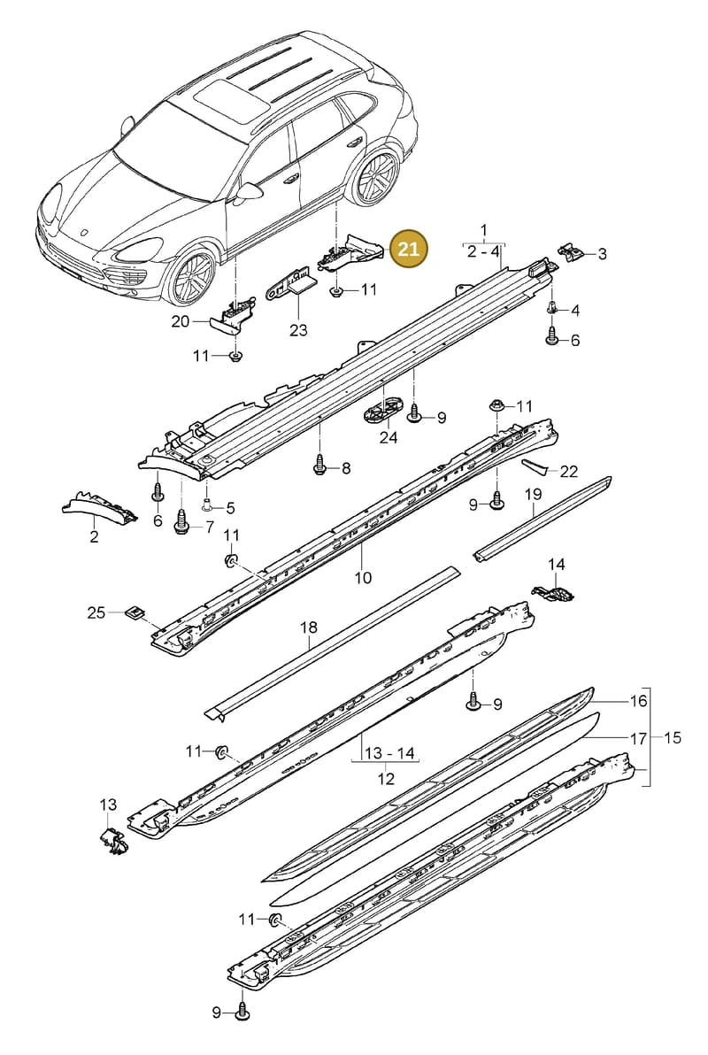 958559834009B9 — Porsche Cayenne (2010-2018) diagram p37810010, position 21