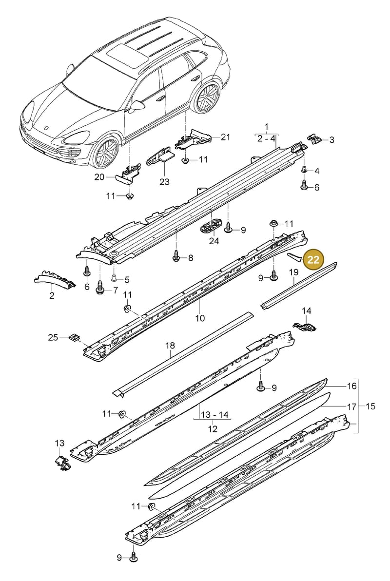958559852009B9 — Porsche Cayenne (2010-2018) diagram p37810010, position 22