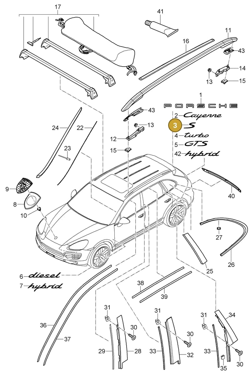 95855996011G2X — Porsche Cayenne (2010-2018) diagram p37810000, position 3