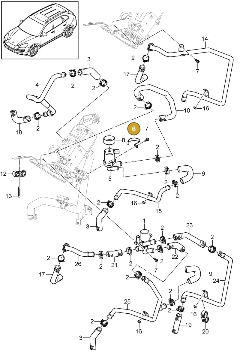 95857214800 — Porsche Cayenne (2010-2018) diagram p37813020, position 6