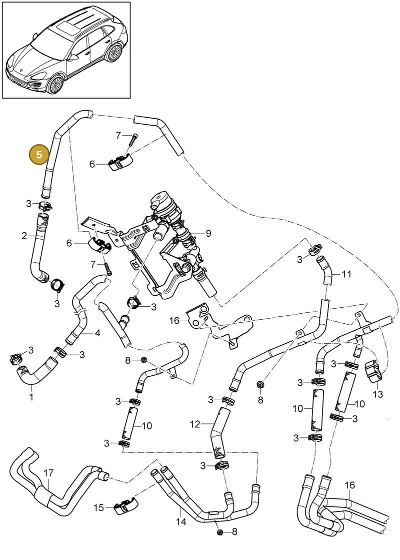 95857233200 — Porsche Cayenne (2010-2018) diagram p37813010, position 5