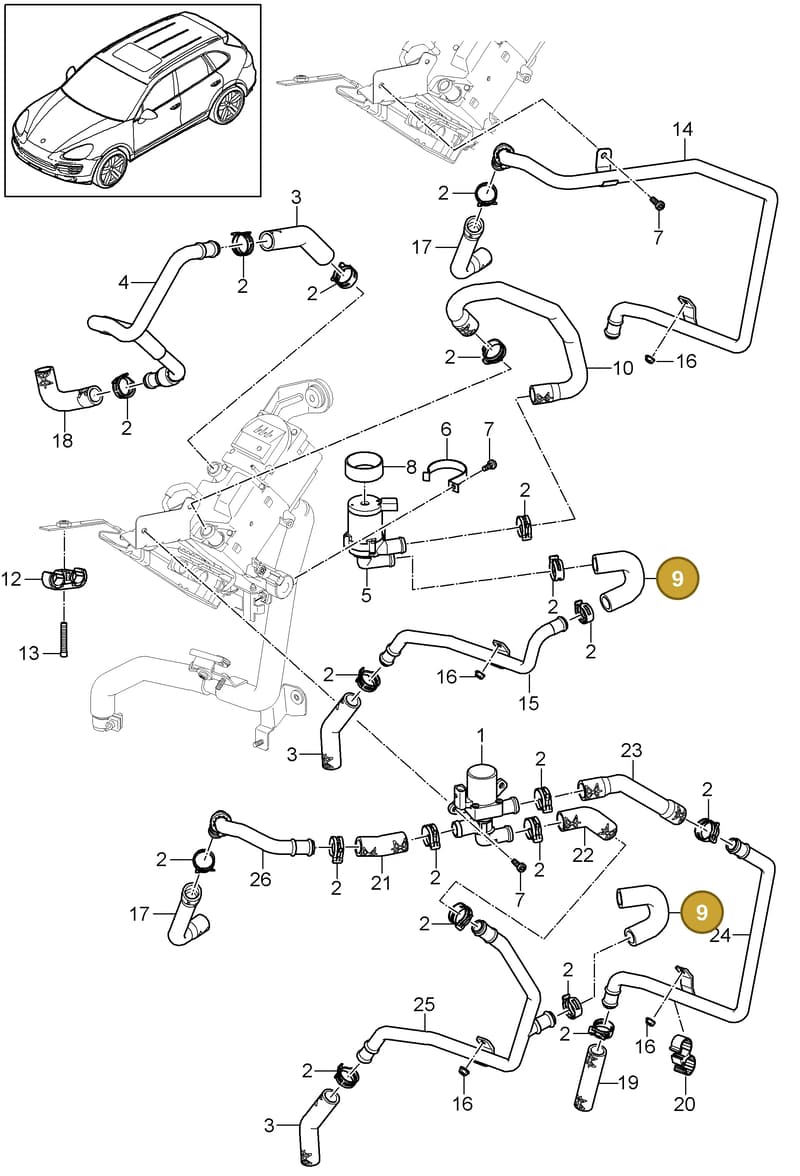 95857237300 — Porsche Cayenne (2010-2018) diagram p37813020, position 9