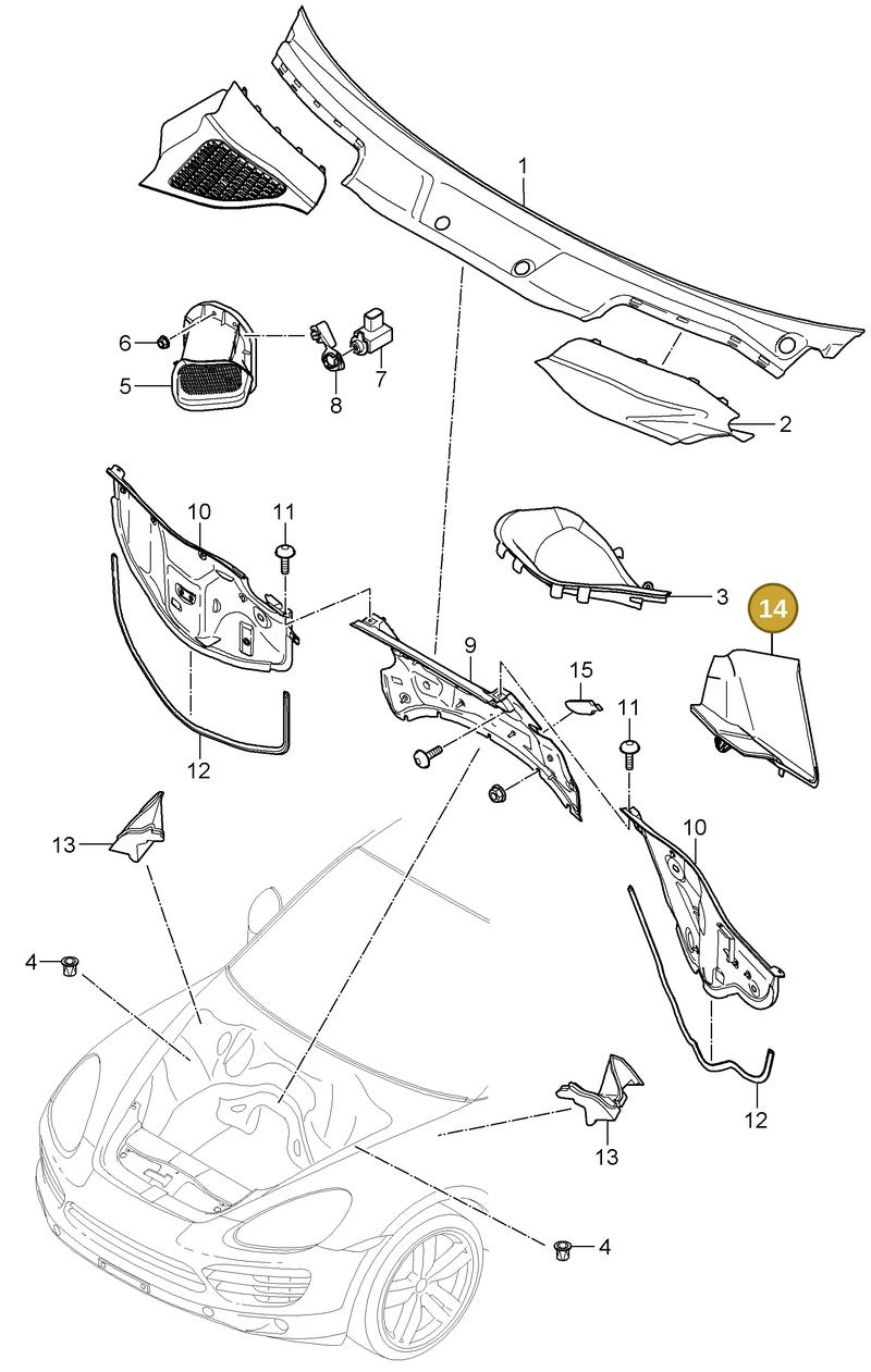 958572389019B9 — Porsche Cayenne (2010-2018) diagram p37813090, position 14