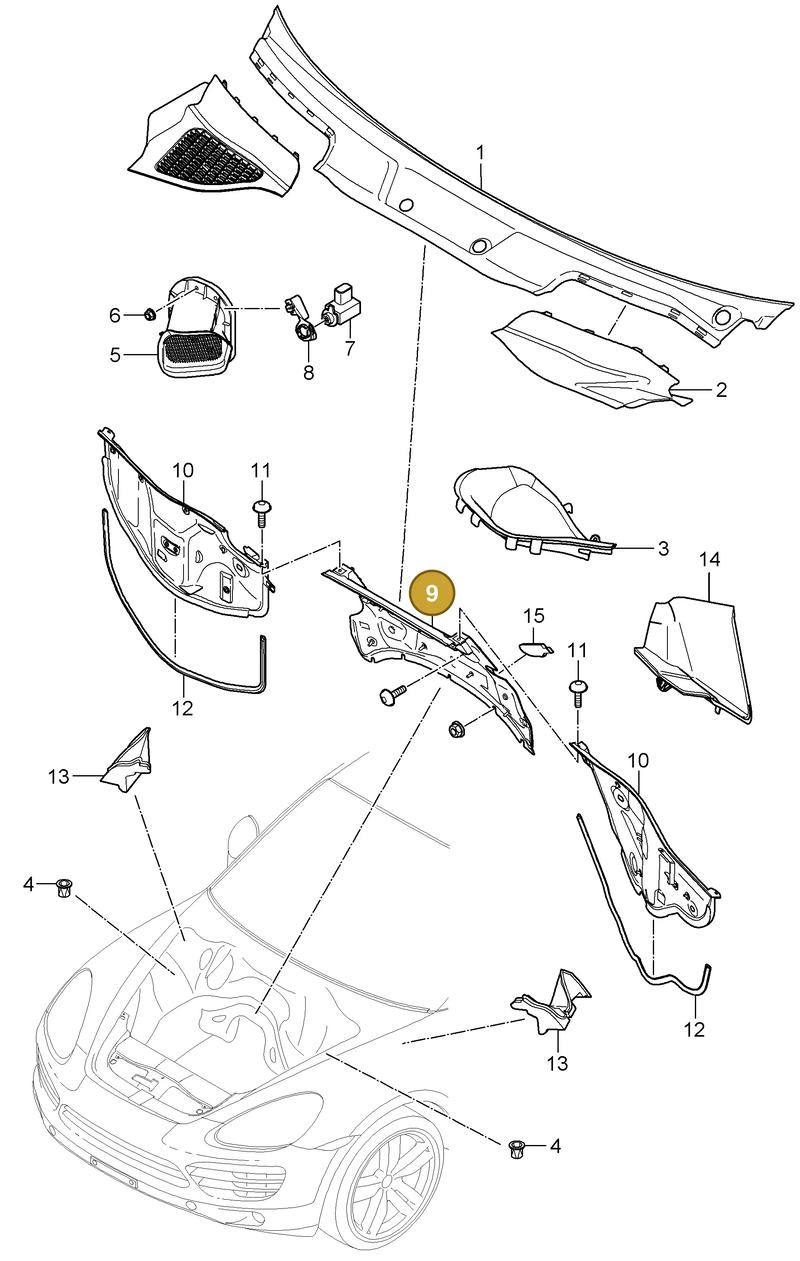 95857252300 — Porsche Cayenne (2010-2018) diagram p37813090, position 9