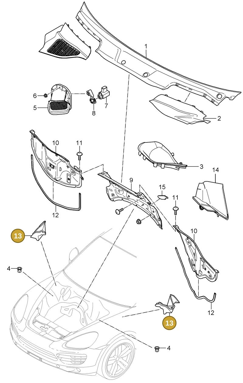 95857253201 — Porsche Cayenne (2010-2018) diagram p37813090, position 13