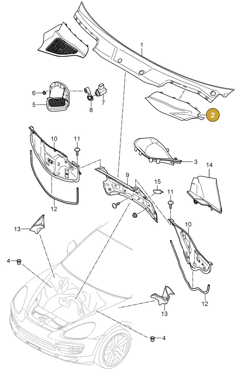 958572729109B9 — Porsche Cayenne (2010-2018) diagram p37813090, position 2
