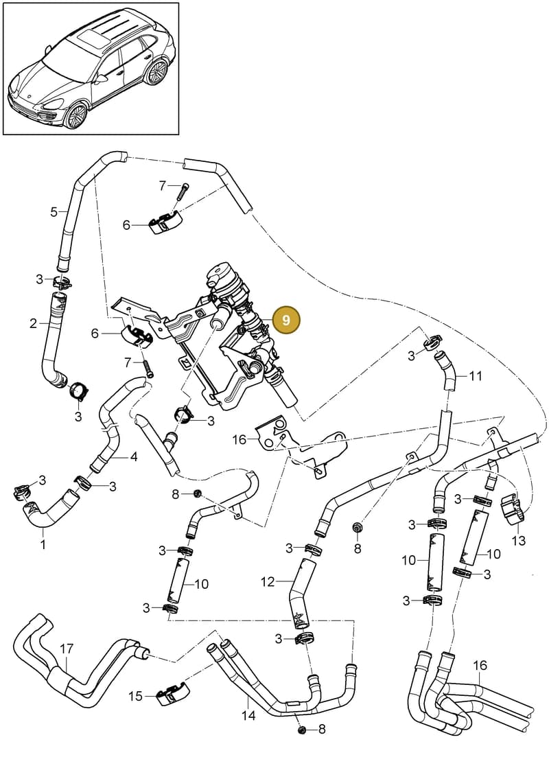95857280150 — Porsche Cayenne (2010-2018) diagram p37813010, position 9