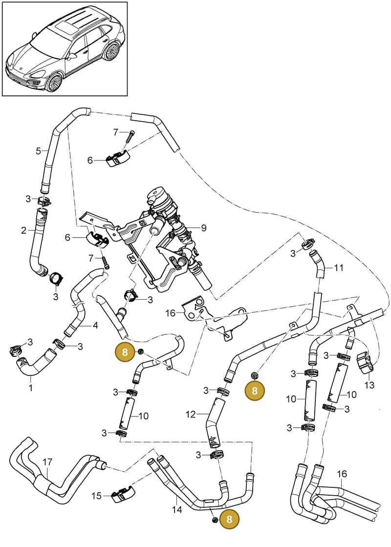 95857299100 — Porsche Cayenne (2010-2018) diagram p37813010, position 8