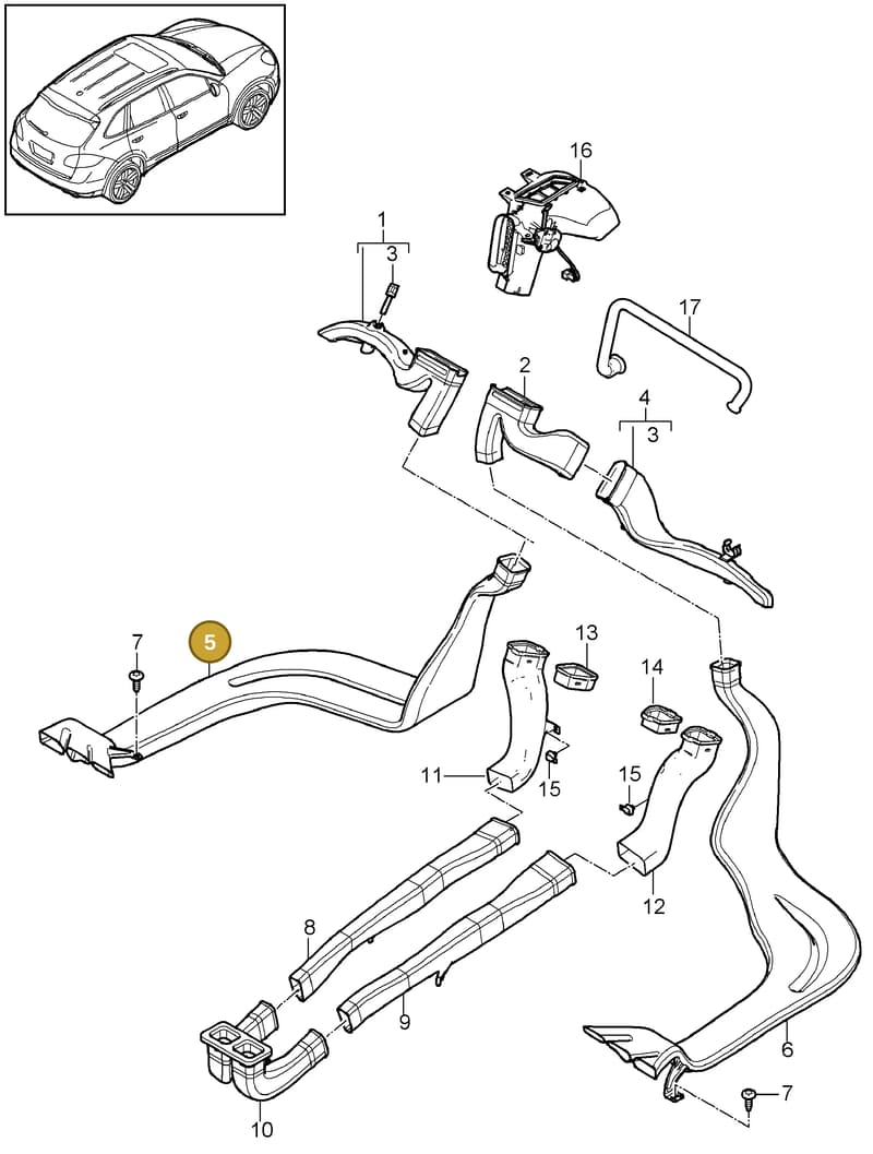 95857365500 — Porsche Cayenne (2010-2018) diagram p37813030, position 5