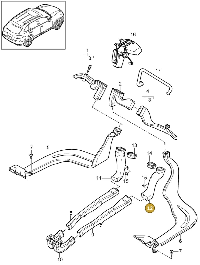 95857365800 — Porsche Cayenne (2010-2018) diagram p37813030, position 12