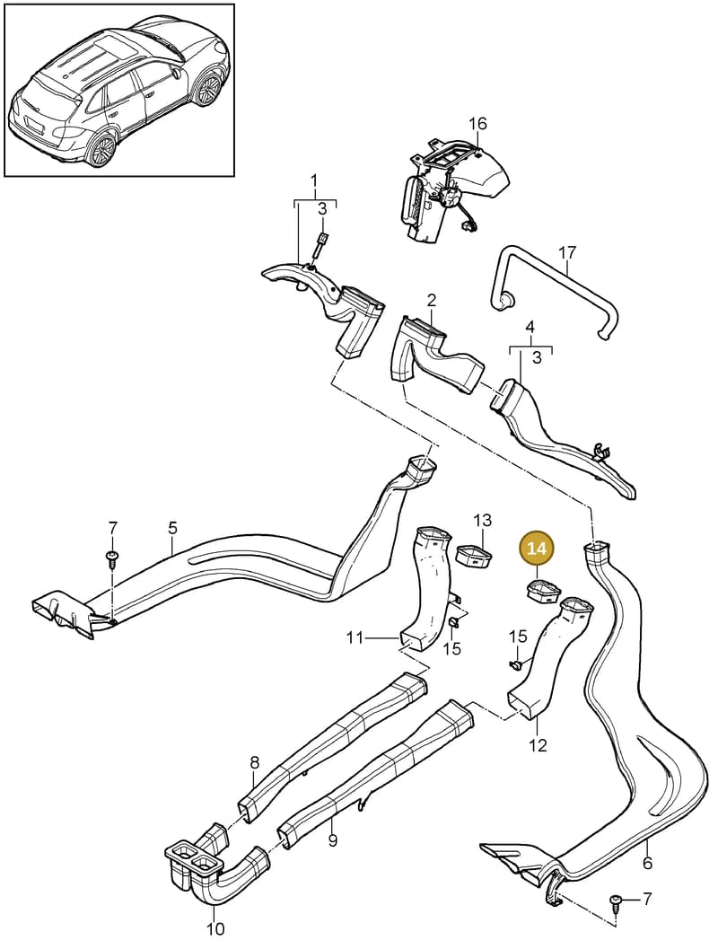 95857366400 — Porsche Cayenne (2010-2018) diagram p37813030, position 14