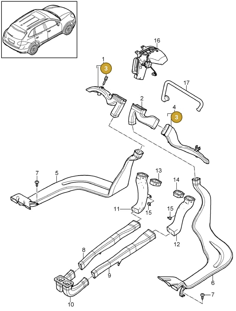 95857369900 — Porsche Cayenne (2010-2018) diagram p37813030, position 3