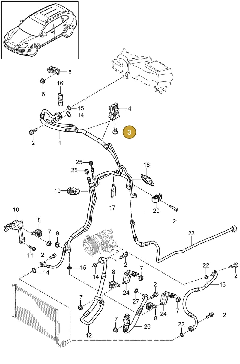 95857373852 — Porsche Cayenne (2010-2018) diagram p37813060, position 3