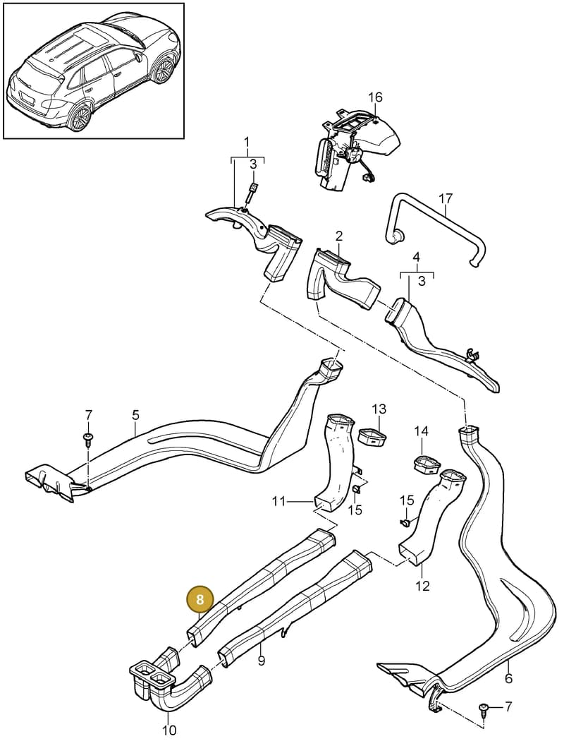 95857380100 — Porsche Cayenne (2010-2018) diagram p37813030, position 8