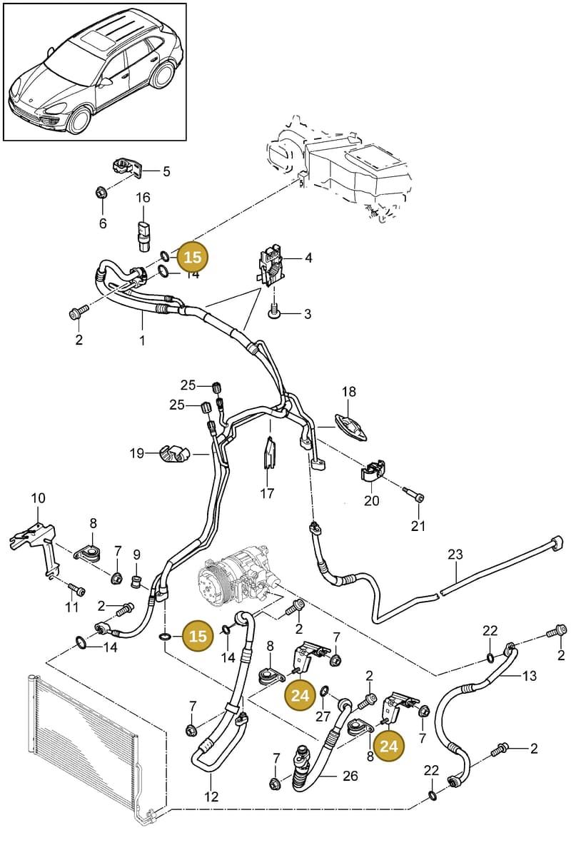 95857389100 — Porsche Cayenne (2010-2018) diagram p37813060, position 15+24